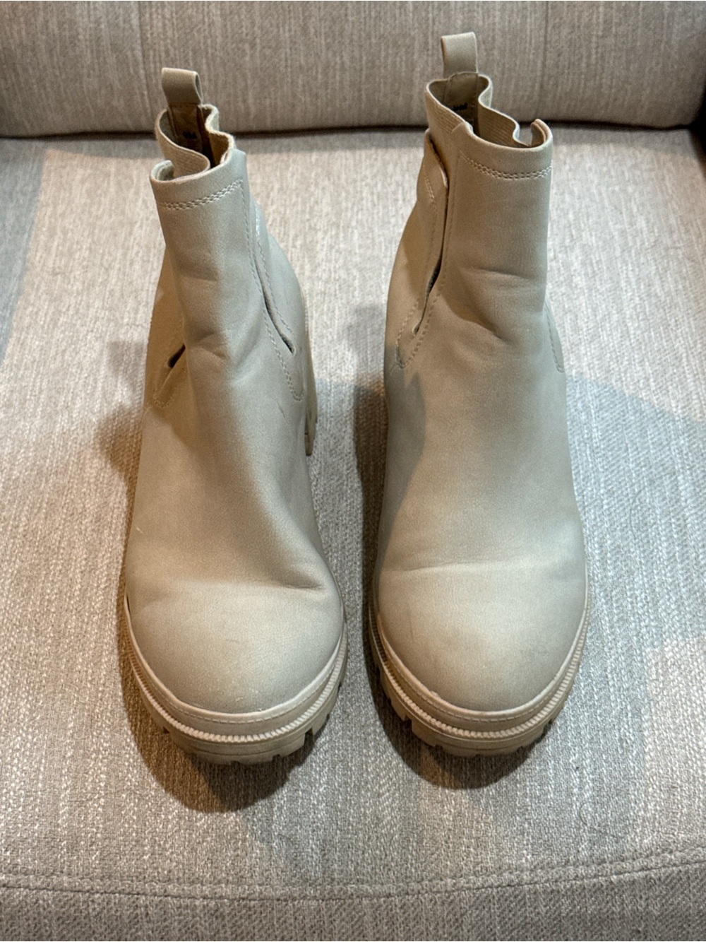 Jellypop Light Beige Chelsea Lug Ankle Boots